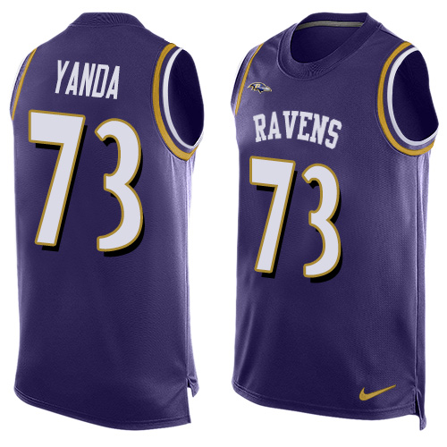 Men's Limited Marshal Yanda Nike Jersey Purple - #73 Player Name & Number Tank Top NFL Baltimore Ravens